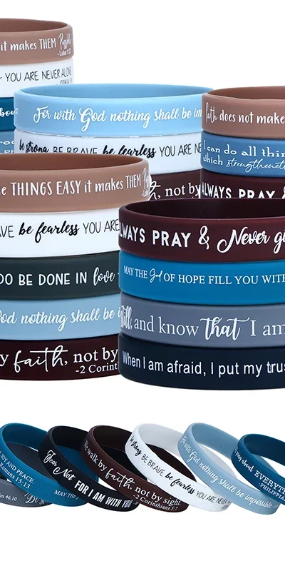 36 Pcs Religious Silicone Wristbands Bulk Bible Rubber Bracelets Colorful Inspirational Christian Silicone Wristbands