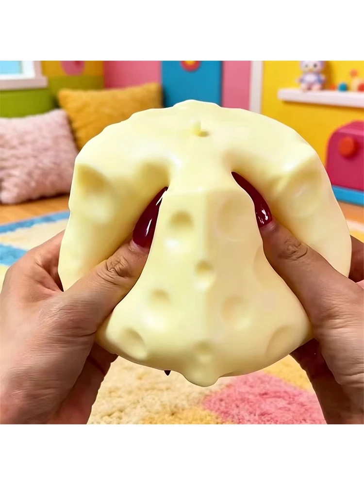 1 Stück Jumbo Käsewürfel Stressball Großer Formbarer Käse-Squeeze-Ball Nicht-Springender Fidget-Spielzeug ASMR Sensorisches Anti-Stress Festival-Geschenk
