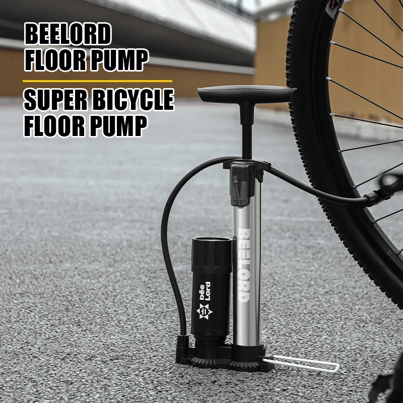 BEELORD Pompa da bicicletta di livello professionale con manometro - Adattatori per valvole Presta/Schrader con ago per gonfiaggio a sfera MAX 160