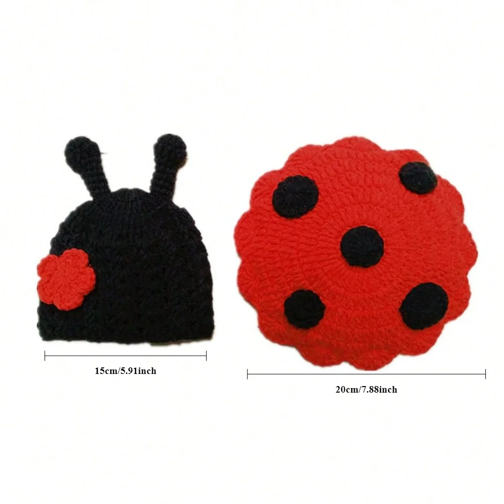 Newborn Photography Outfit Baby Beetle Ladybird Costume Handmade Knitted Romper Clothes Kids Boy Girl Photo Props Clothing