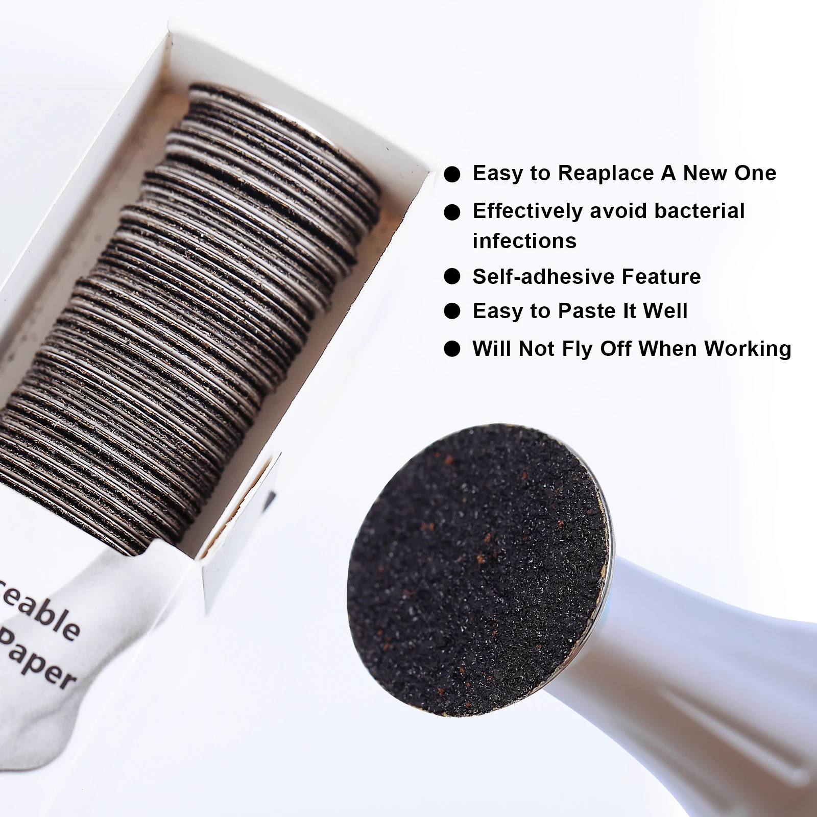 Foot File Replaceable Sandpaper Disc Cuticle Callus Remove Tool For Electric Foot File Callus Hard Dead Skin For Pedicure Tools