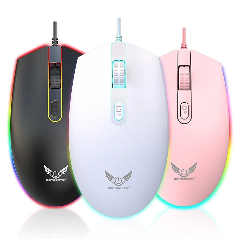 Wired Mouse Three Levels Dpi Adjustable Three Button Led Light Effect Rubber Rollersuitable Gamers Business Office Home Usemouse