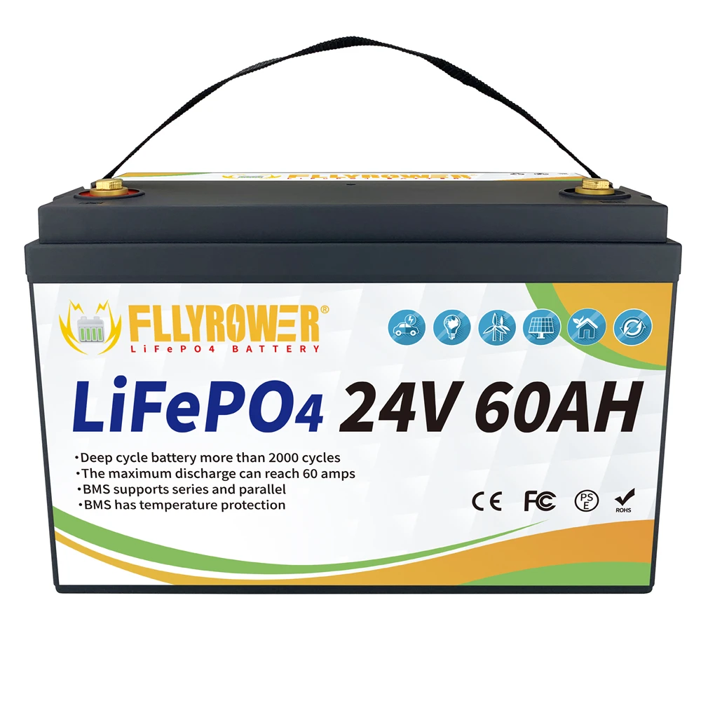 DHL 24V 60Ah 100Ah 120Ah LiFePO4 Iron Phosphate Energy Battery Pack With BMS For Golf RV Campers US/EU Stock