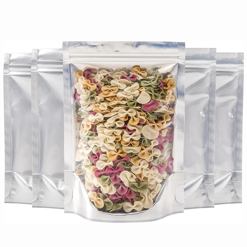 50/100/200Pcs Aluminium Foil Stand Up Food Bags with Resealable Lock Seal Zipper, Storage Bags for Jewelry Screw Food Packaging