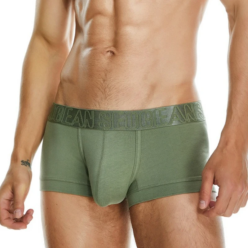 Men Big Pouch Low Rise Sexy Boxers Elastic Breathable Push Up Underwear with Scrotum Support Cover Gum Fitness Short Clubwear