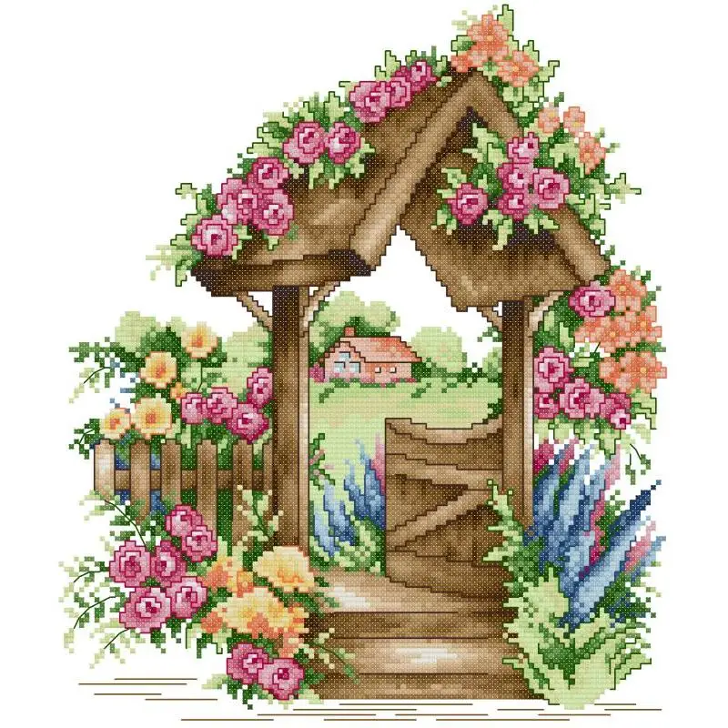 Gateway to Wonderland DIY Handmade Cross Stitch Kit Floral Patterns Aida 14ct 11ct 16ct Needle and Thread Sewing Kit Needlework