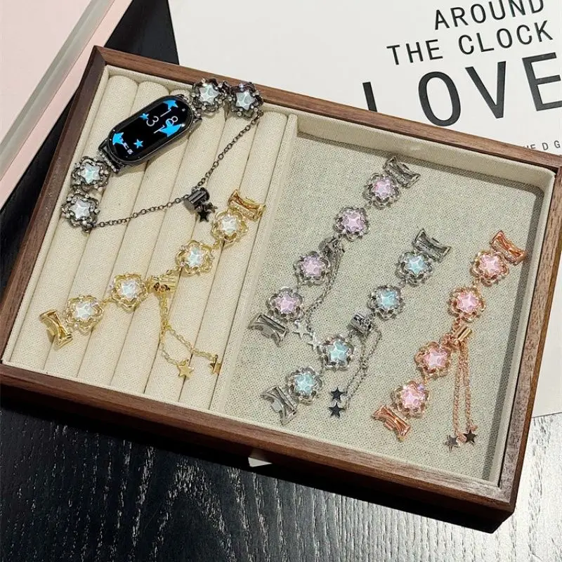 حزام نجمي متدفق بإطار سلكي مناسب لـ Xiaomi Band 8Pro/9Pro، لـ Mi band 3/4/5/6/7,8/8NFC/9/9NFC/10/10NFC، لساعة Redmi 5/4 #6