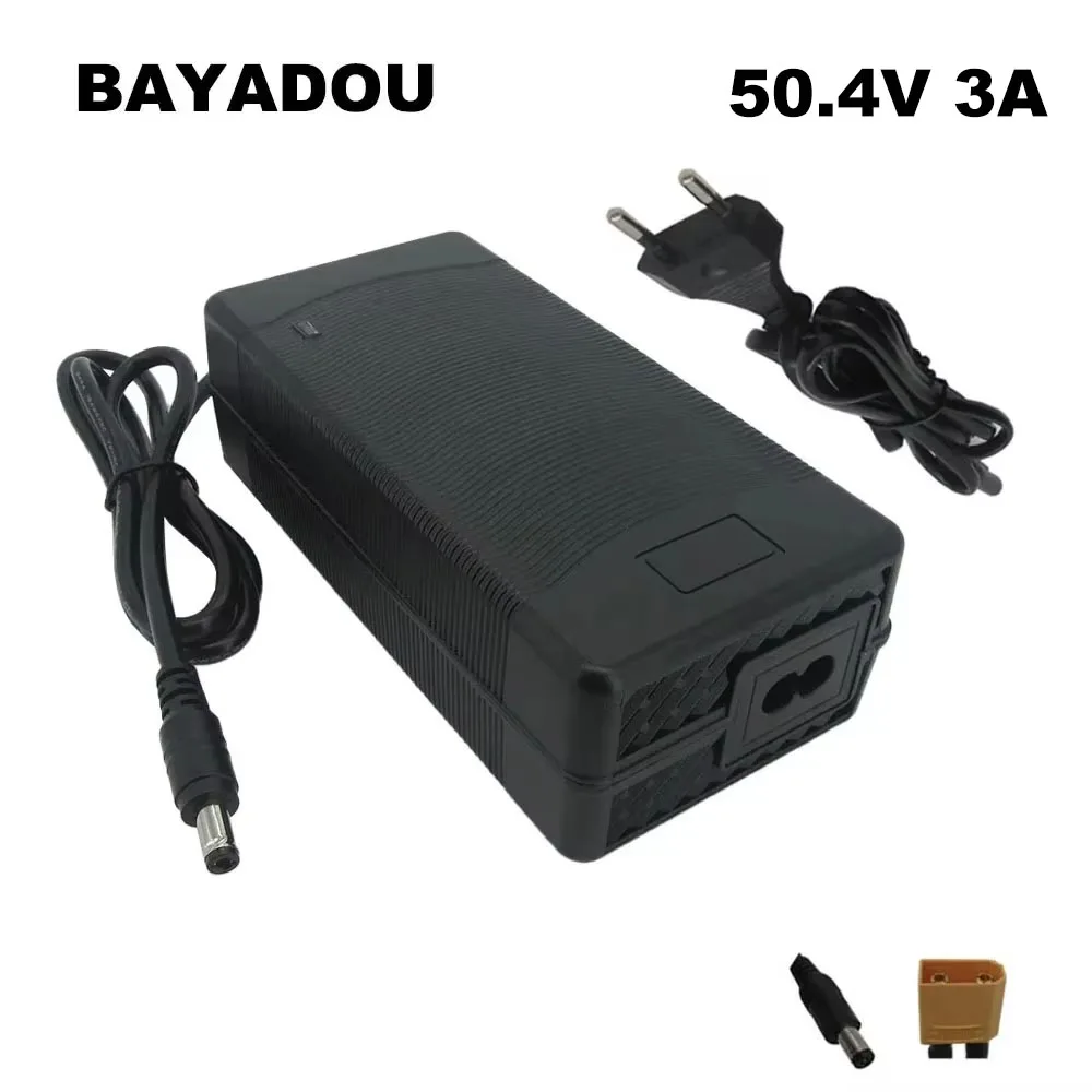 50.4V 3A DC Lithium Fast Charger 12S 44.4V 43.2V Li-ion 20AH 30AH Battery Charger XT60 DC Connector With Fan