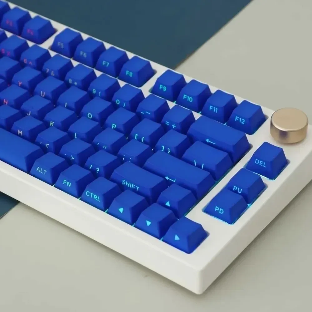 133 Keys Klein Blue Theme Side-Word Keycaps OEM Height PBT Thermal Sublimation For 61 64 68 75 87 104 108 Mechanical Keyboard