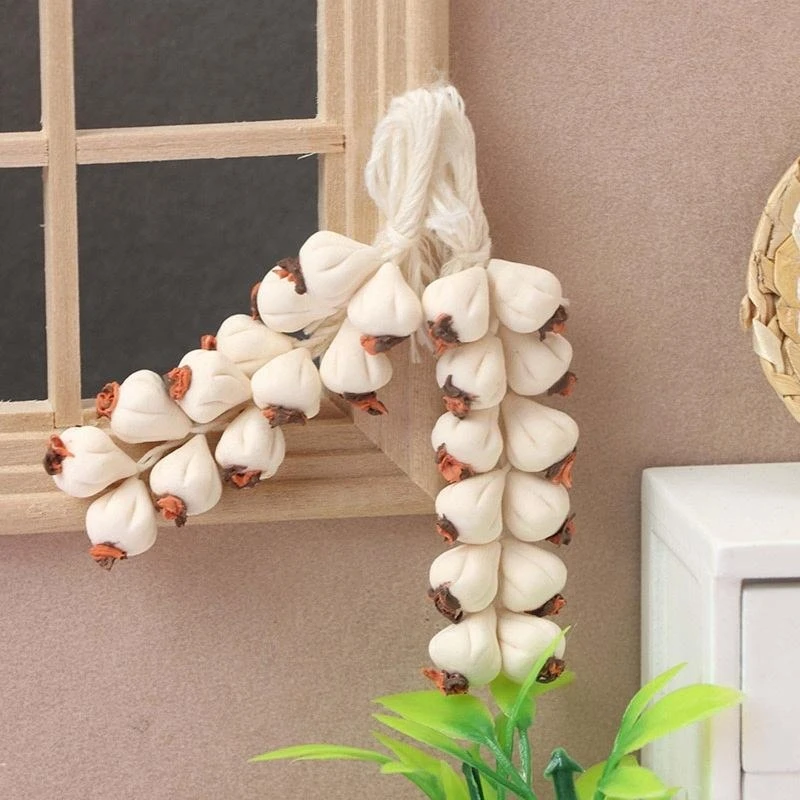 Casa muñecas miniatura hecha a mano café accesorio cocina 5 cuerdas cuerda ajo 15UB