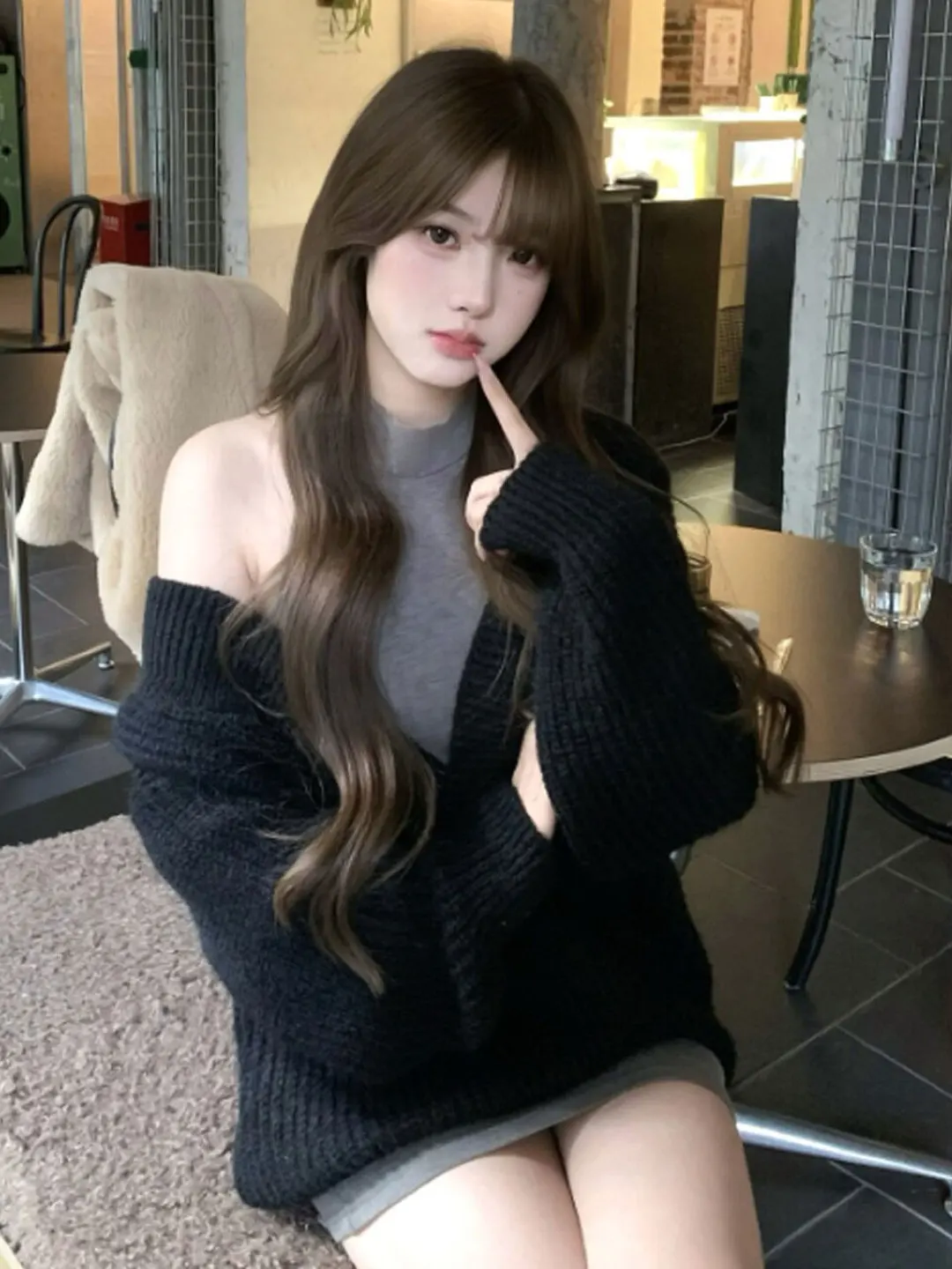 

Korean Style Beautiful Unique Black Sweater Vest Dress Two-Piece Set Youthful Whole Set OOTD Spring 2026 Fashion Ensemble