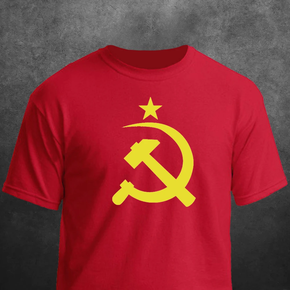 T Shirt Man Soviet Hammer and Sickle Summer Casual Printing Short Comfortable O-neck Russia