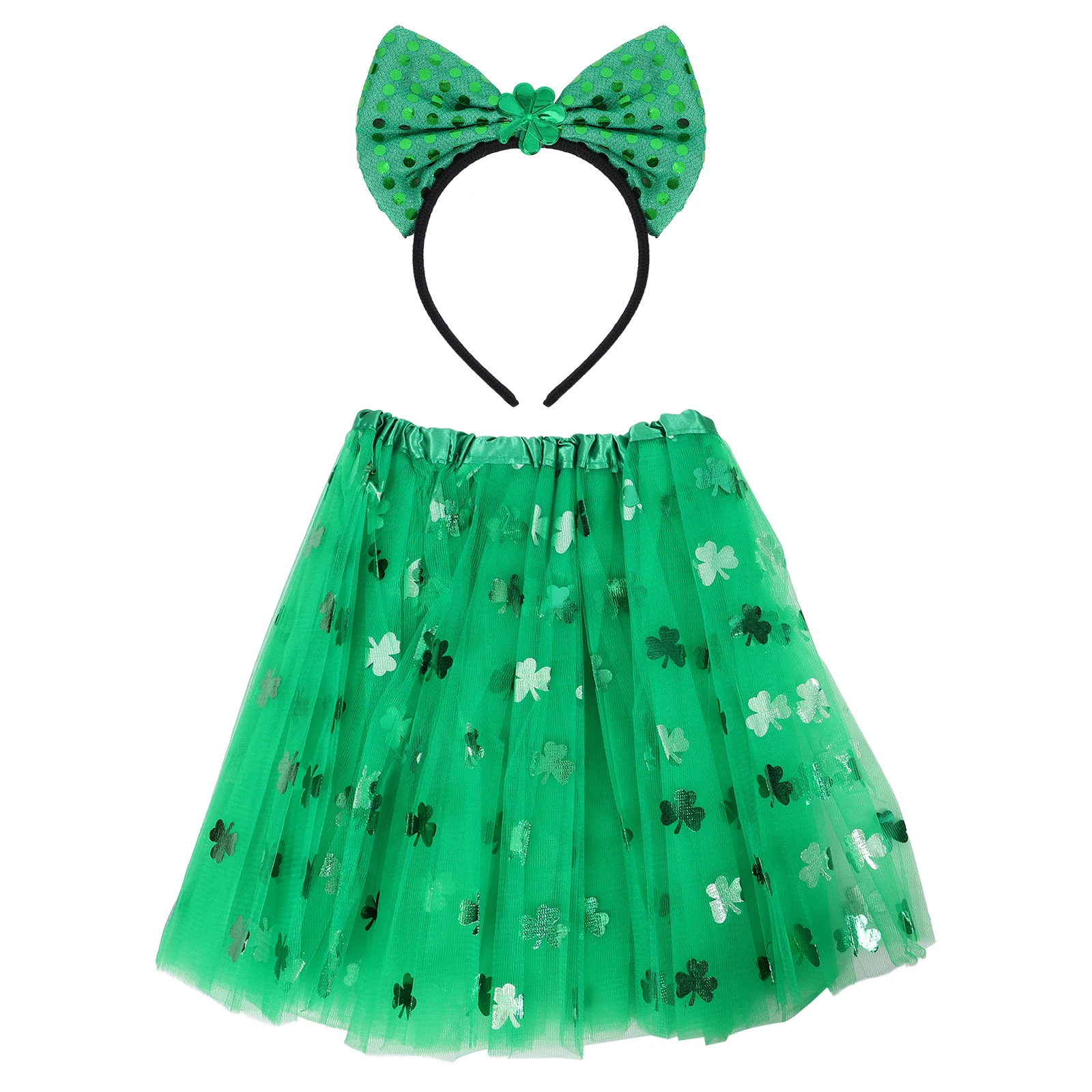 Short Skirt Hairband Patrick's Day Headdress Funny Festival Props Mesh Headband Party Accessories Creative Kids