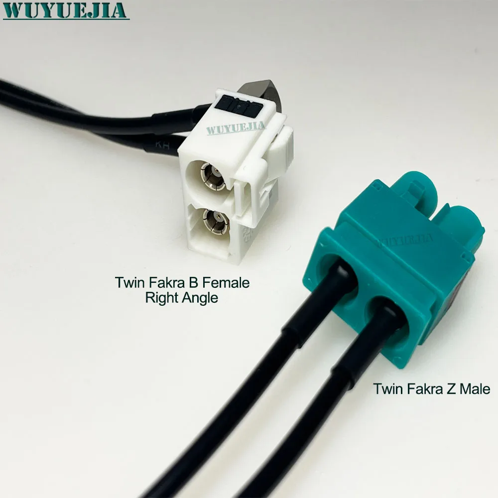 

Twin Fakra White B Male Plug to Twin Fakra Water Blue Z Female Pigtail Jumper RF Coaxial Cable RG174 For AM/FM/DAB Radio Antenna