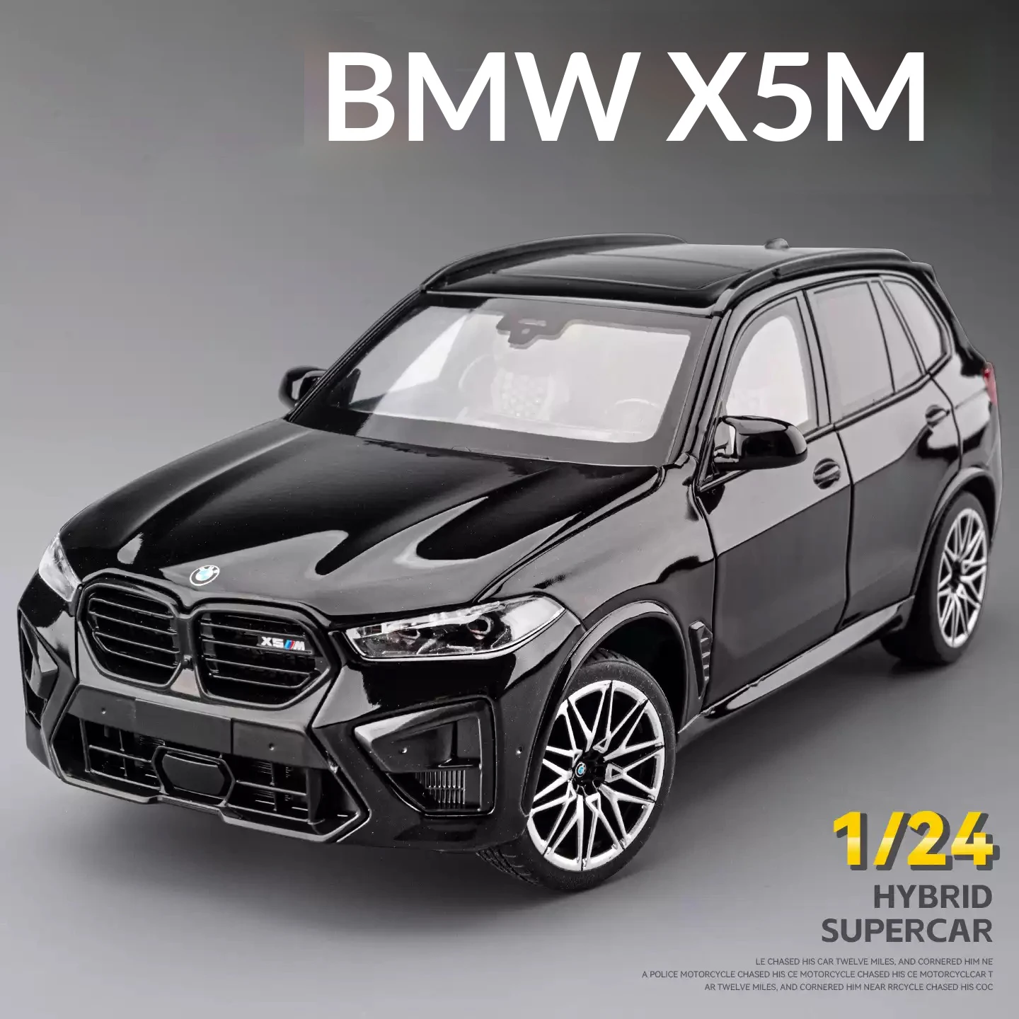 

Масштабная модель автомобиля BMW X5M 1:24 из литого сплава, имитирующая реалистичный внедорожник, коллекционная модель, украшение, игрушка для мальчика.