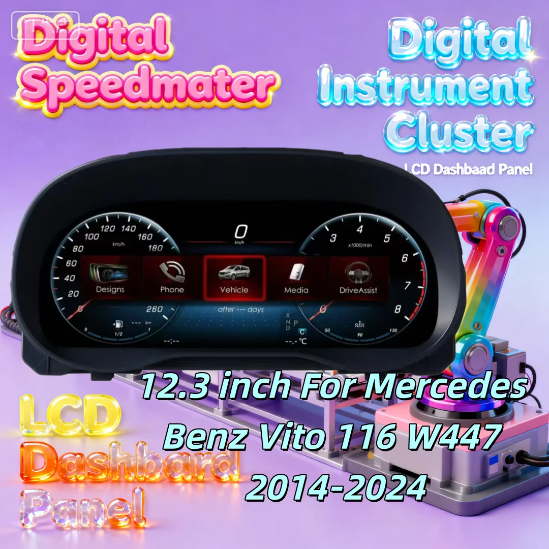 Speedometer Dashboard Gauge For Mercedes-Benz Vito 116 W477 2016-2024 Digital Instrument Cluster 12.3 Inch Odometer Dash Panel