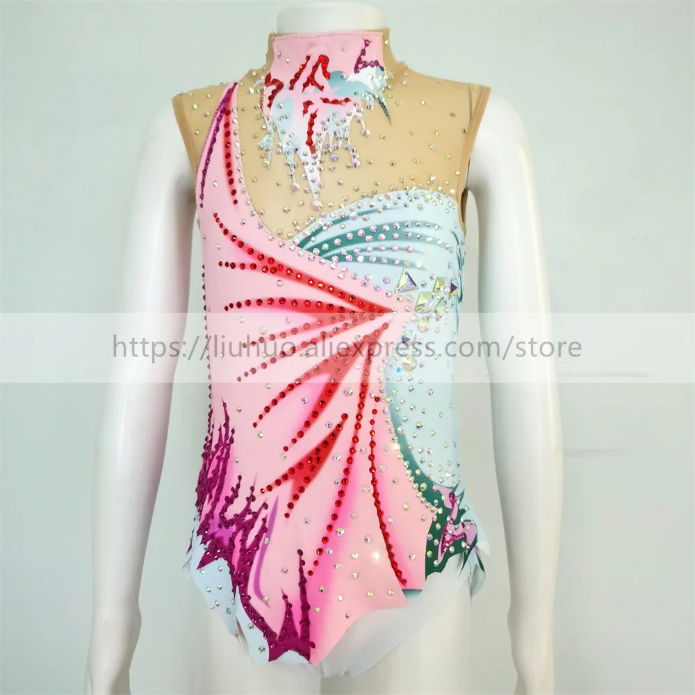 

LIUHUO Customize Women Girl Costume Performance Rhythmic Gymnastics Children Competition Ice Skating Dress Kid Sleeveless Adult