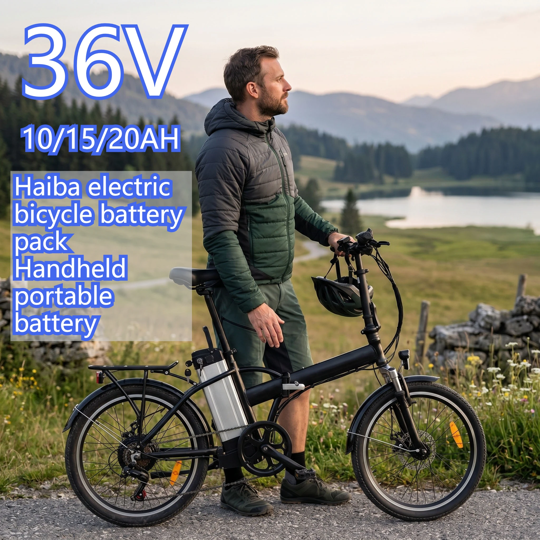 

HaiBa Electric Bicycle Battery 36V 15Ah 15000mAh Li-ion Rechargeable Battery Pack Long Life with Original Charger