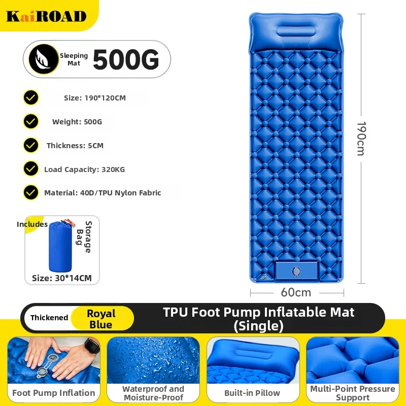

Trending Outdoor Camping Inflatable Mattress Portable Foot Pump Splicable Lightweight Sleeping Pad