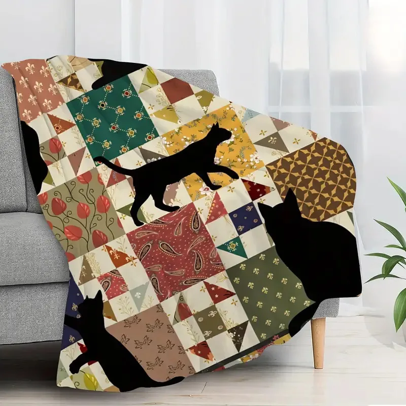 

Kawaii Cat Printed Flannel Blanket Is A Must-Have College Item For Sofas Bedrooms Living Rooms Offices Travel And Dormitory Room