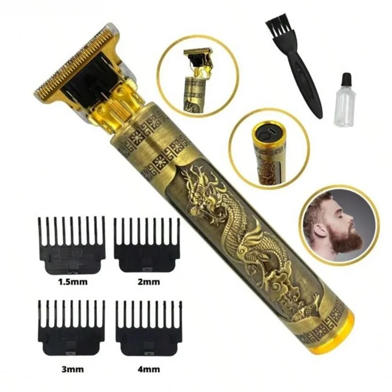 Máquina de Cortar Cabelo Elétrica Profissional Sem Fio USB para Barba e Cabelo - Kit de Higiene Pessoal
