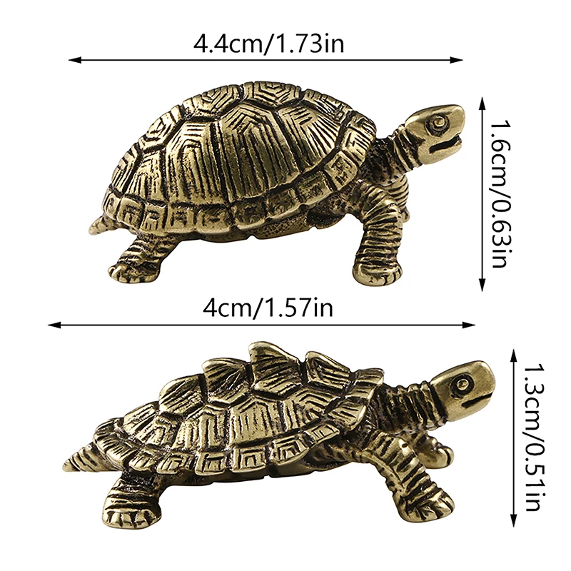 Estatua de tortuga Retro de la suerte, adornos de escritorio, figuritas de tortuga de cobre sólido, decoración del hogar, pequeño dinero