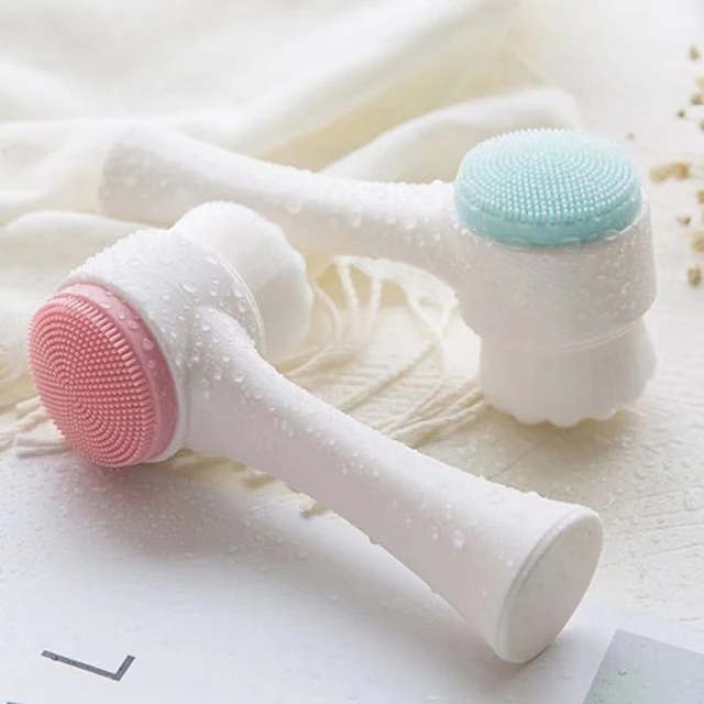 3D Double Side Face Washing Brush with OFT Fur Silica Instrument for Home Based Manual Face Clean and Pores Deep Cleanin 2