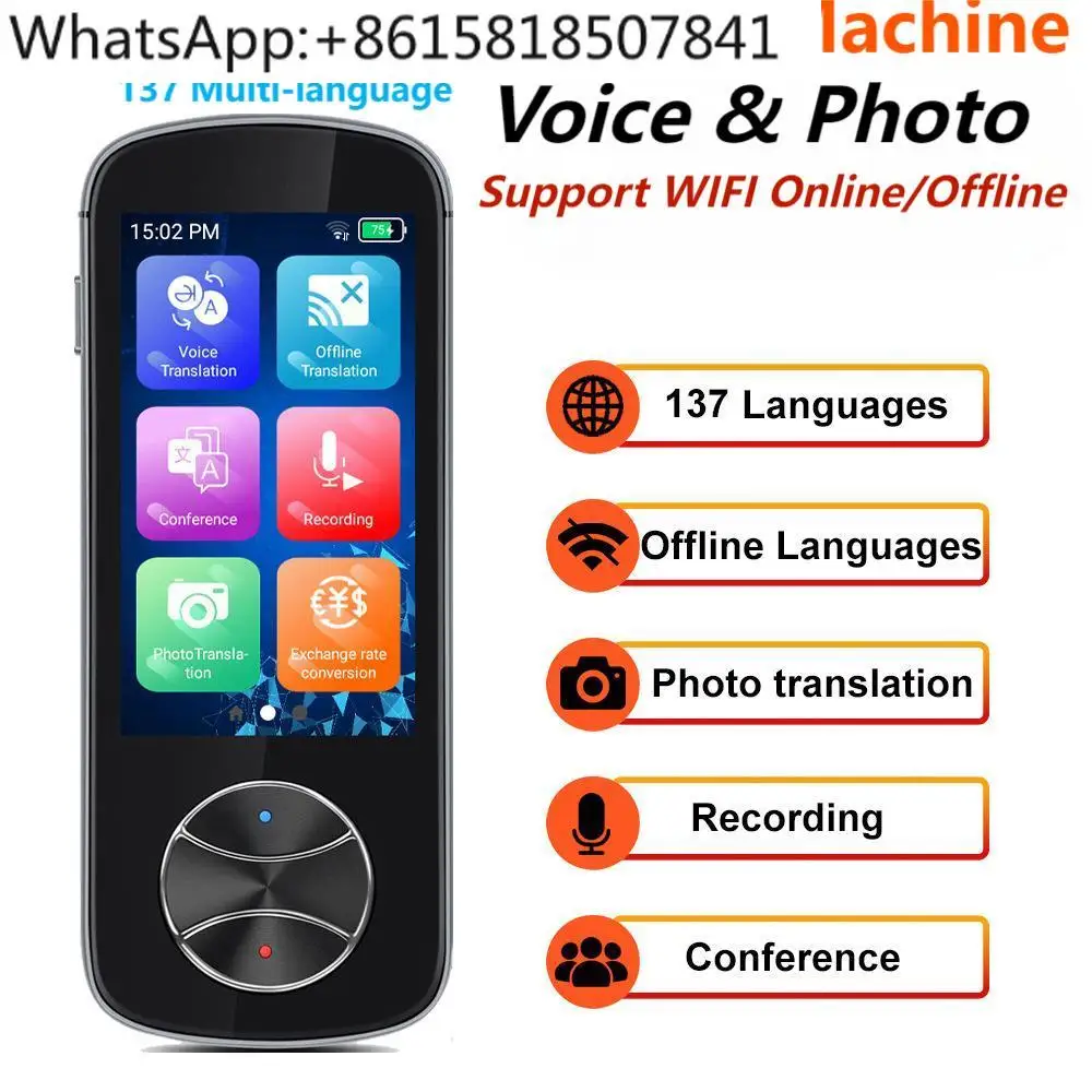 

137, многоязычный двусторонний перевод V10 голоса и фото, 3,0-дюймовый сенсорный экран IPS, поддержка WIFI, онлайн/офлайн-перевод