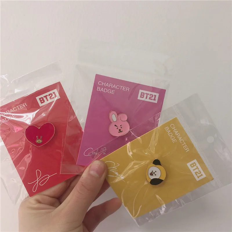 BT21 Brooch Bulletproof Youth Group Same Style Peripheral Support Acrylic Badge Cute Korean Clothing Accessories Gift