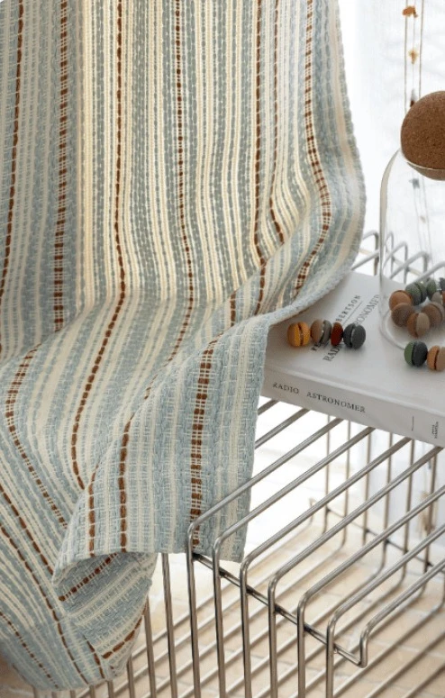 Fel Island Dopamine Striped Yarn Dyed Jacquard Children's Room Curtains Bedroom Living Room Semi Blackout Custom Size Window
