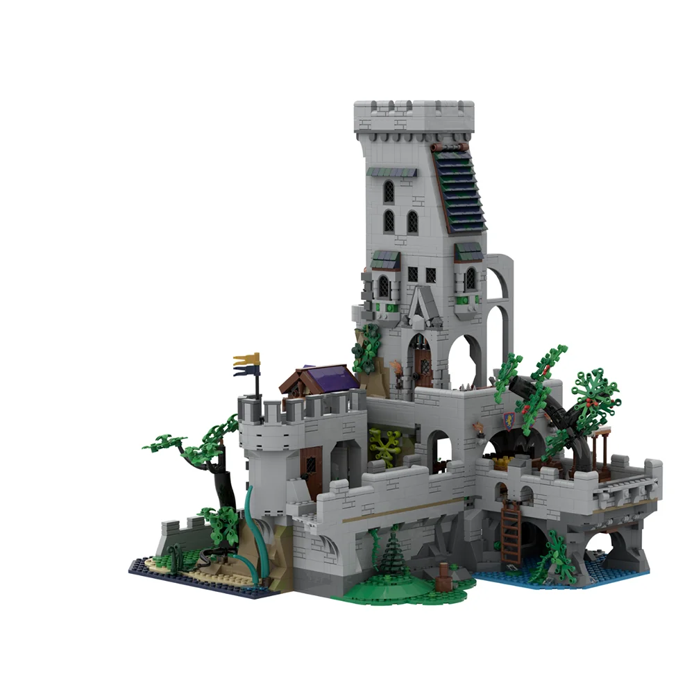 

In stock 1123 pieces MOC medieval castle building block model red dragon guard the back half of the technical brick DIY assembly