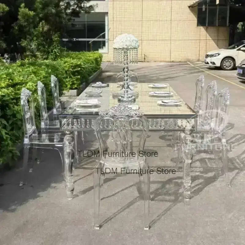 Furniture Luxury Wedding Chair Outdoor Acrylic Hotel Transparent Rose Dining Chair for Events Banquet Hall Leisure Chair y