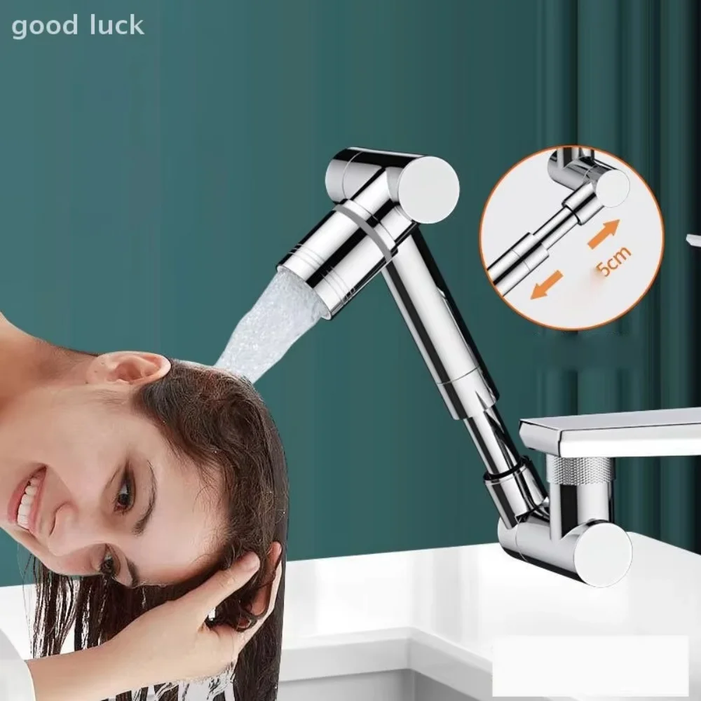 

1440 ° Металлический масштабируемый механический вращающийся брызгозащищенный смеситель для ванной комнаты, общий шарнир, кухонный выход для воды, вращающийся удлинитель