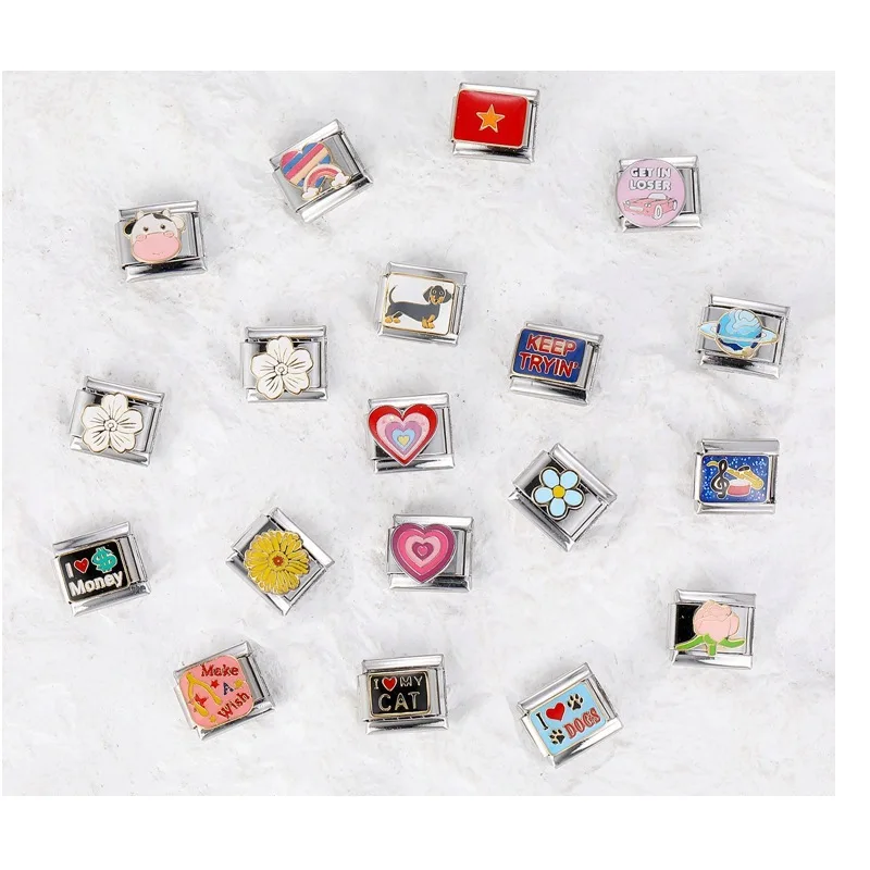 WG 1pc Creative Italian Modular Bracelet Dripping Oil Personalized Handmade Bracelet Jewelry accessories