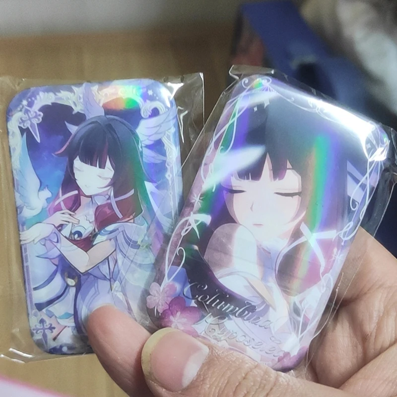 2Pcs/Lot Game Columbina Hyposelenia Rectangle Anime badge Brooch Kuutar Moon Maiden Damselette Pin Cosplay Accessories Gift