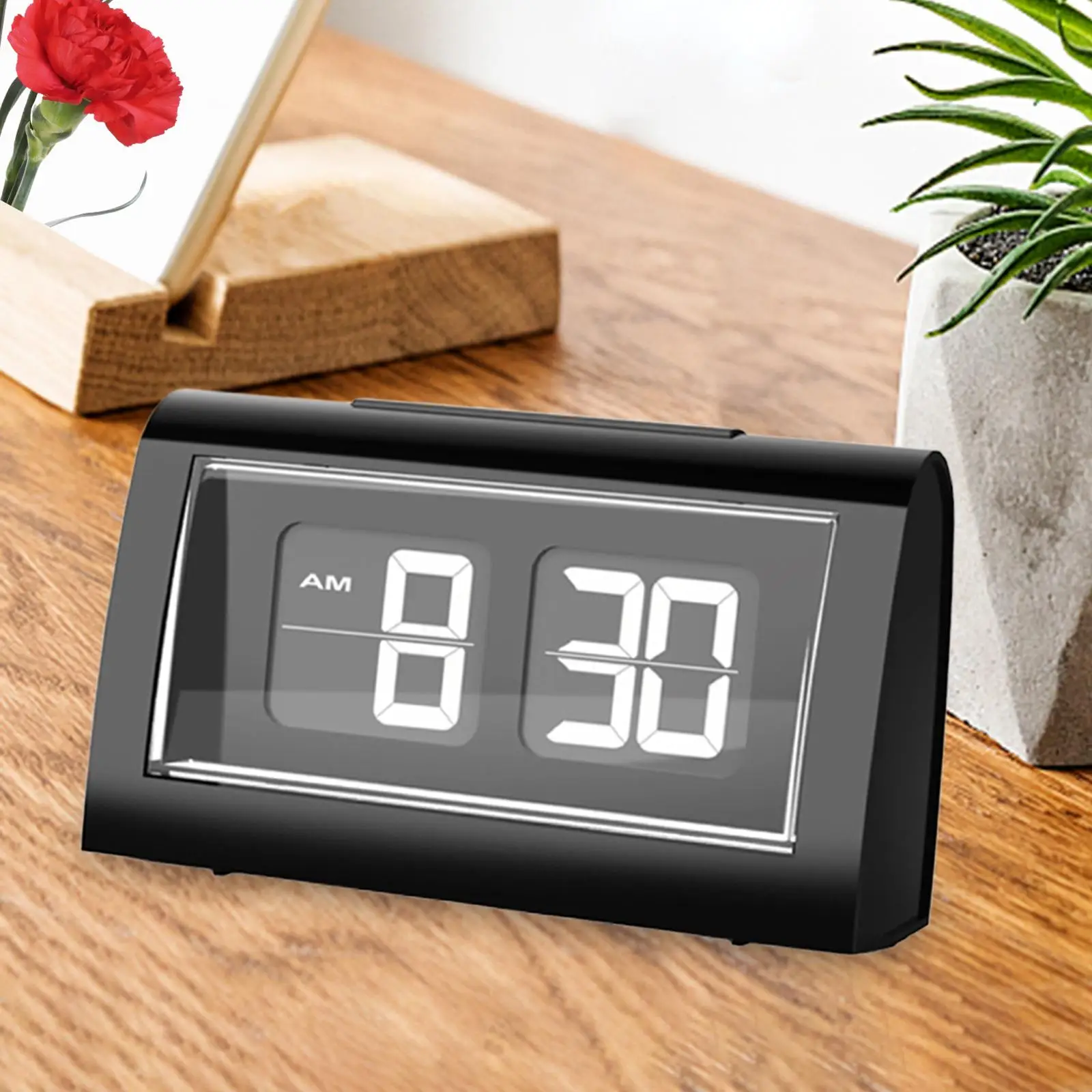 Flip Desk Clock Large Number Battery Powered Night Light Decorative Decors Auto Flip Digital Alarm Clock for Office Dorm Bedside