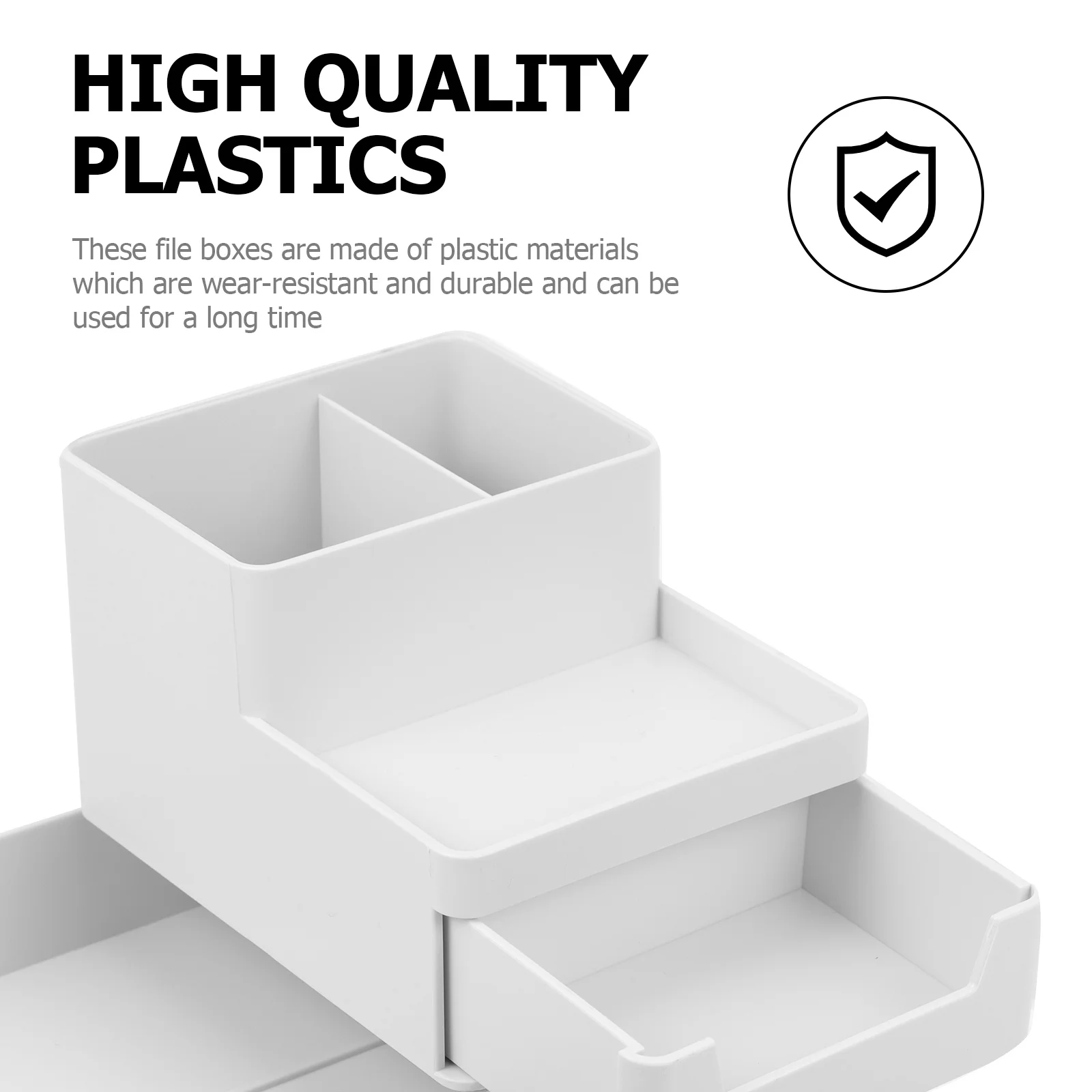 

1Set File Storage Boxes Compact Multi-Functional Plastic Organizers for Office Home Study File Paper Magazine Photo Pen Storage