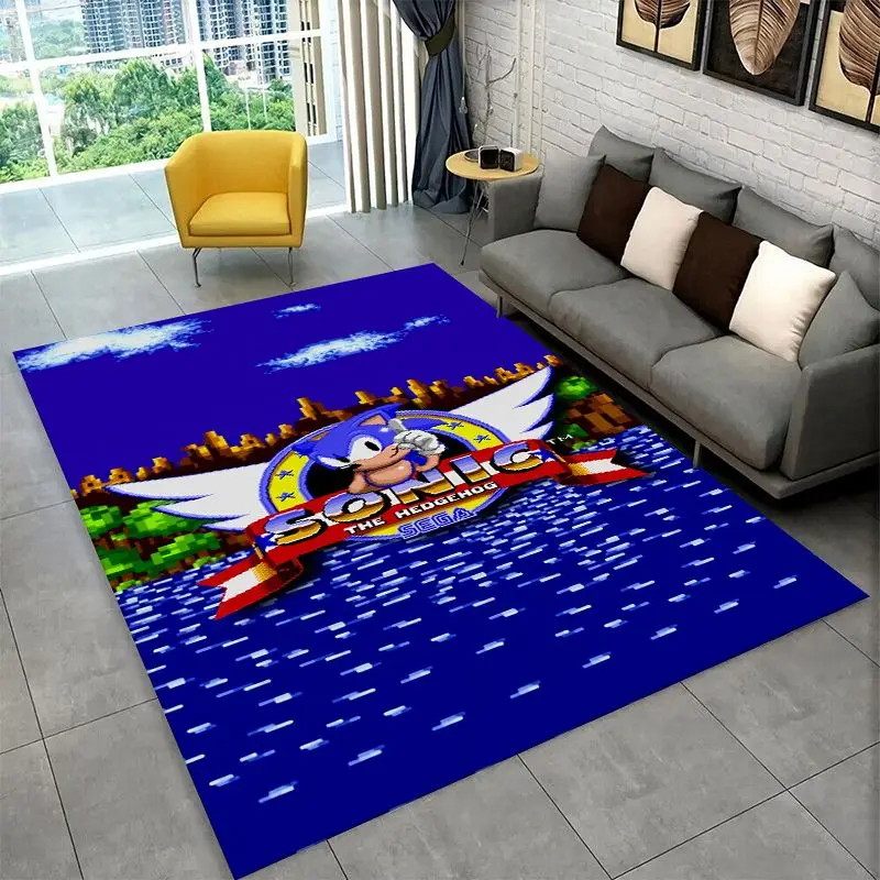 Classic Game S-Sonic Cartoon Non-Slip Area Rug for Living Room,Bedroom,Playroom,Soft Carpet Floor Mat Home Decor Rug Kids Room