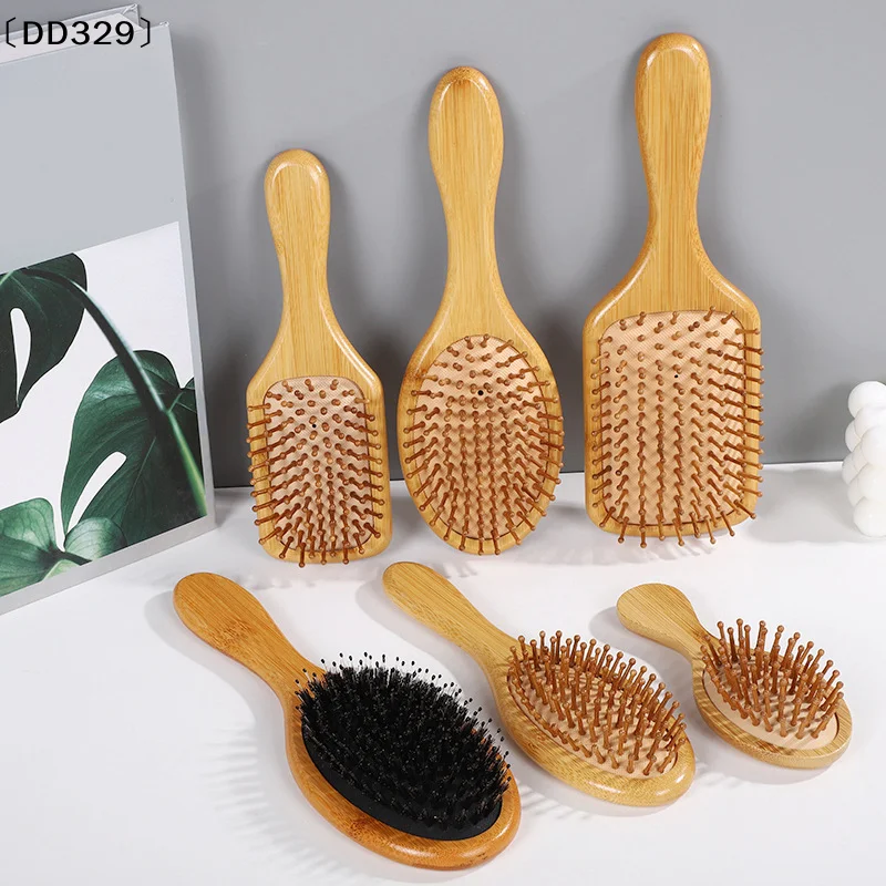 Bambus-Haarbürste aus Holz, Massagekamm, Kopfhautmassagegerät für Haarwachstum, antistatische Glättungsbürste, weiche Bartbürste〔DD329〕