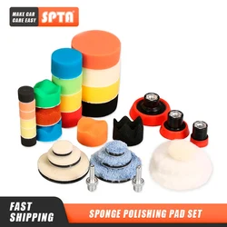 SPTA 29/33 Pcs/Set Mini Buffing Waxing Sponge Backing Plate Wool Wheel Polishing Pad For Car Polisher Drill Adapter