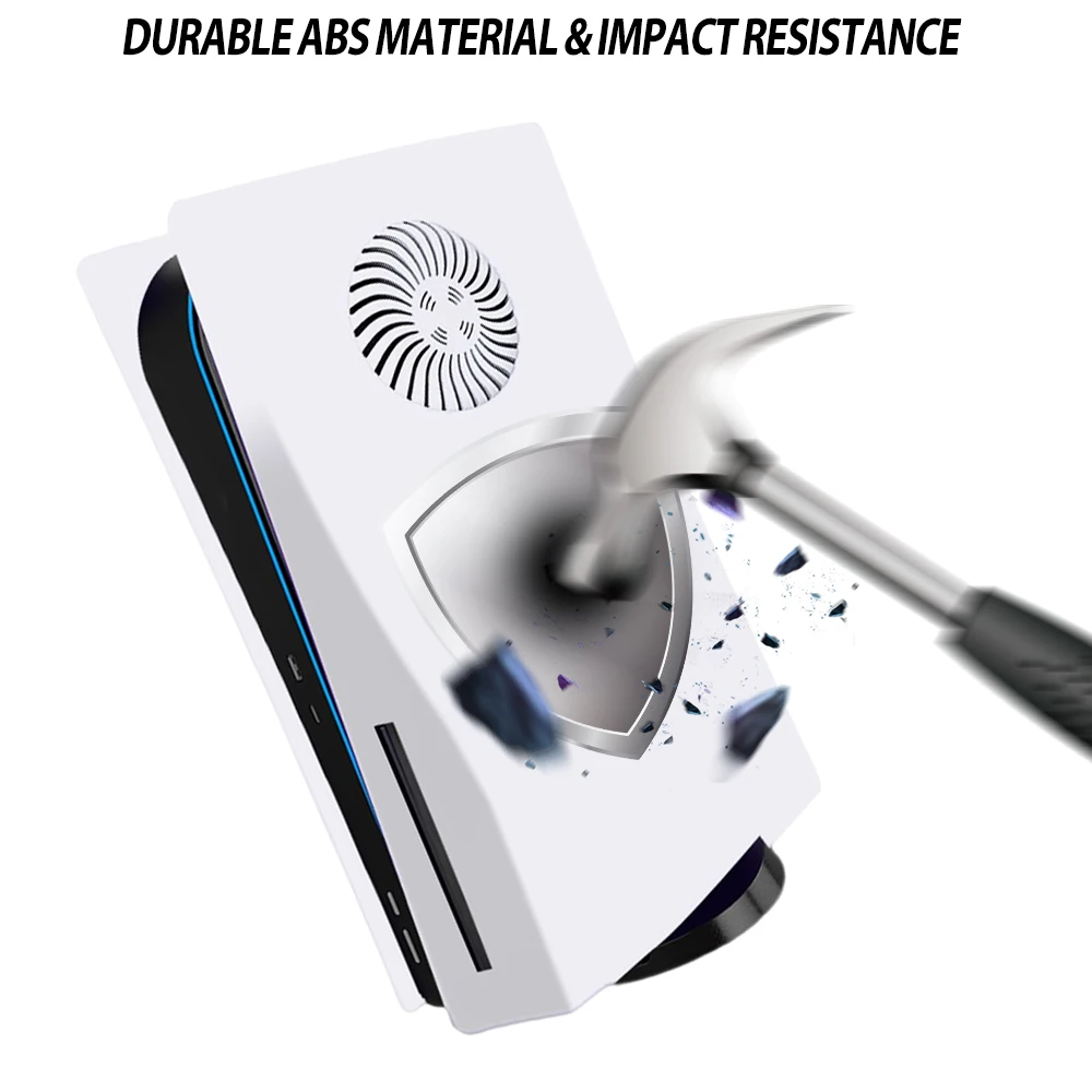 Penutup Pengganti untuk PS5 dengan Pelat Wajah Ventilasi Kipas untuk Cakram/Edisi Digital ABS Cangkang Pelindung Anti Gores Tahan Benturan Keras