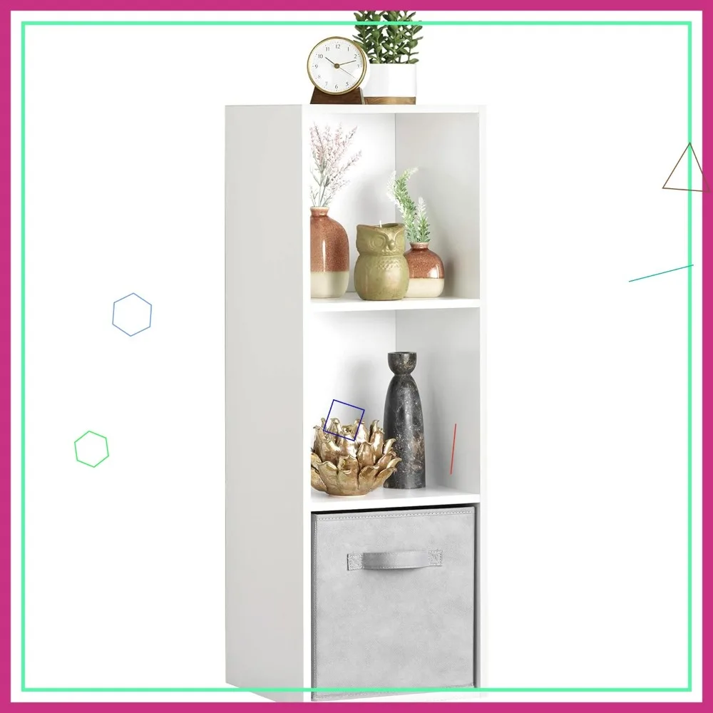 

3-уровневый штабелируемый деревянный книжный шкаф из МДФ, открытая полка для хранения вещей для гостиной, спальни, офиса, белый