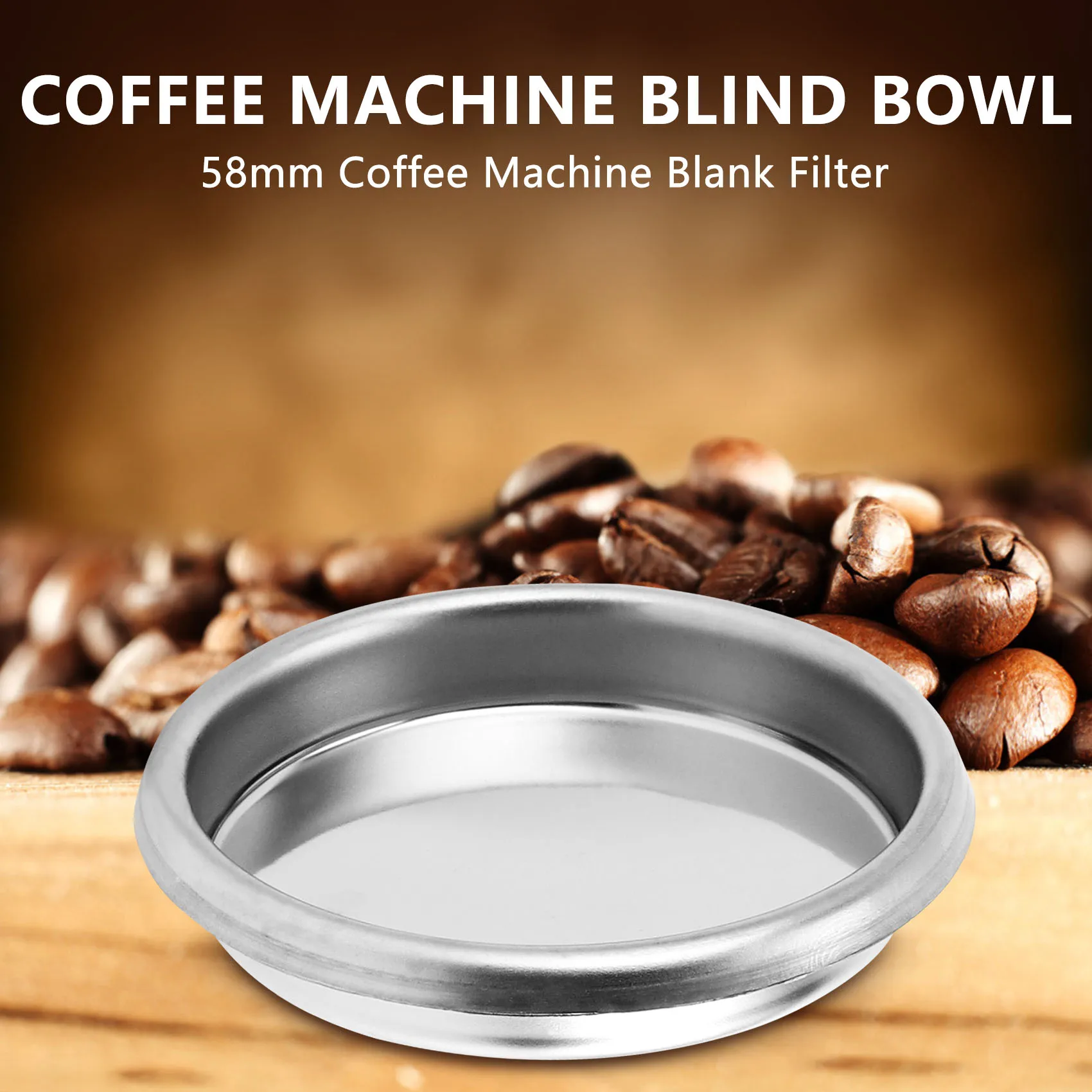 58Mm Coffee Machine Blank Filter/Stainless Steel Backwash Cleaning Blind Bowl Coffee Machine Accessories