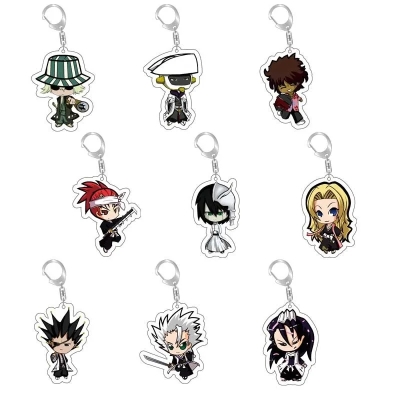 Death Keychain Acrylic Cartoon Figures Kurosaki Ichigo Ishida Uryuu Kuchiki Rukia Cosplay Fashion Anime Key Chain Gift Pendant