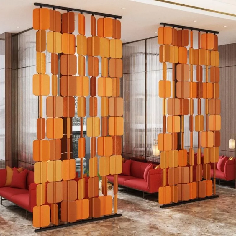 Light Luxury Blade Mobile Rotating Screen Decorative Saddle Leather Partition Modern Felt Office 100*40*150cm