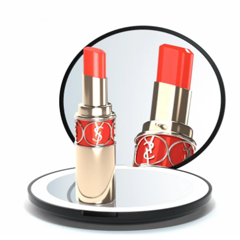 Luci a LED Lente d'ingrandimento 2X Viaggio portatile forte e durevole Viso Occhio Labbro Dettaglio Specchio cosmetico pieghevole con cavo di tipo C