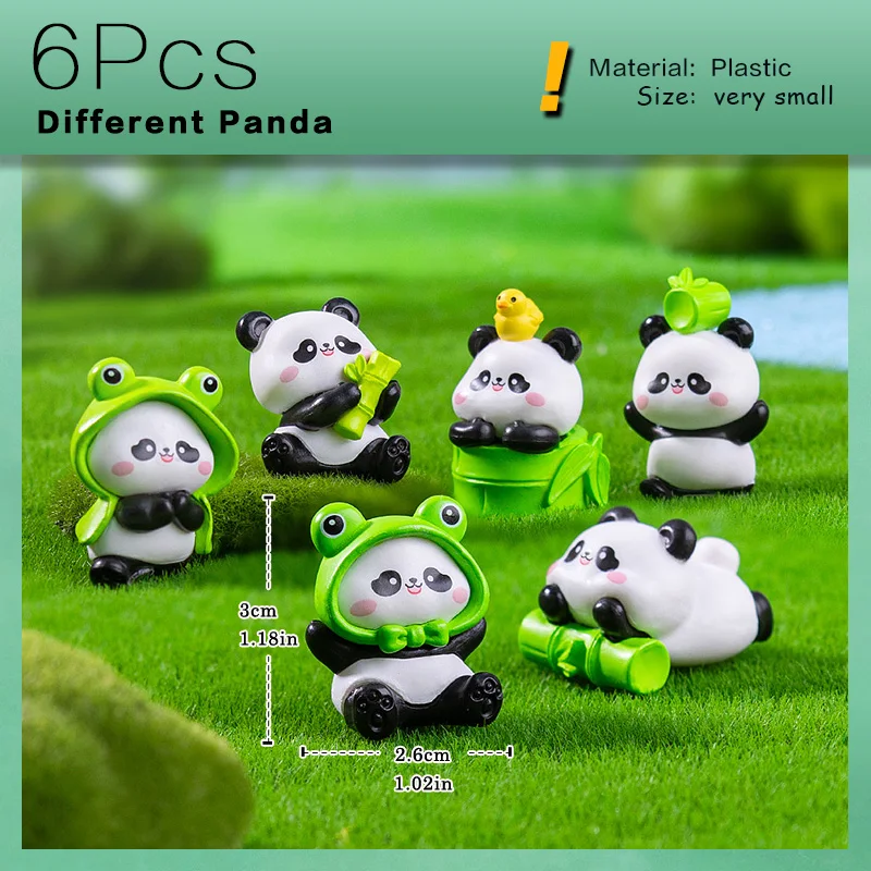 4Pcs New Panda Figurine Diy Home Kawaii Room Decor Miniature Fairy Garden Decoration Accessories Modern Children's Birthday Gift