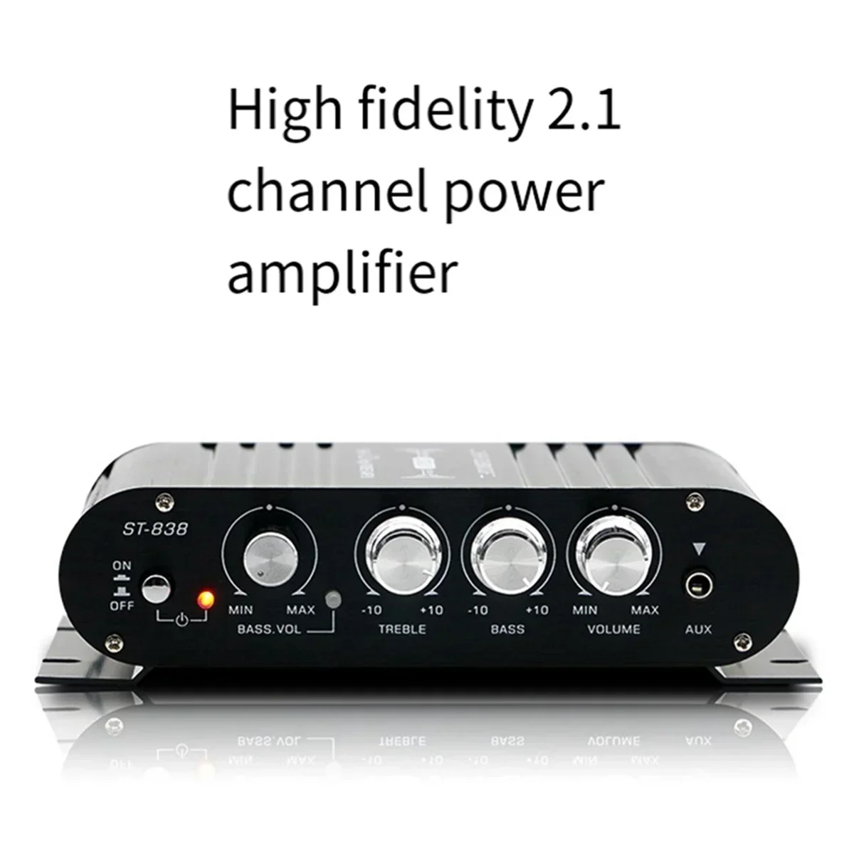 ST-838 HIFI Amplifier 2.1 Channel Car MP3 Mini Amp AUX Input High and Low Bass Adjustment Super Bass 20Wx2+40W Amplifier