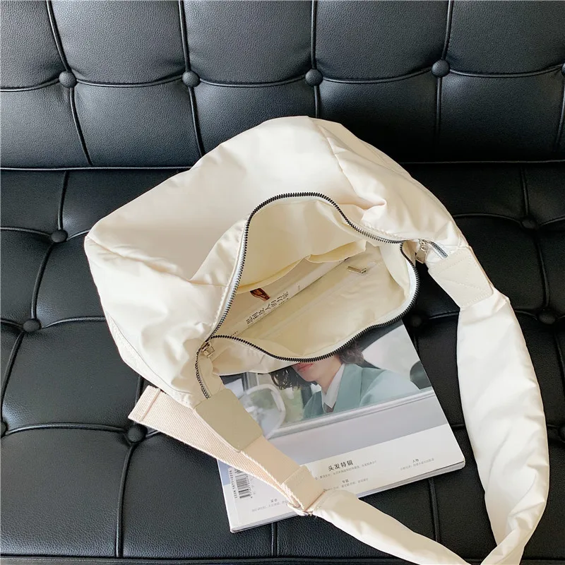 Summer New Women's Bag Large Capacity Casual Nylon Crossbody Bag Dumpling Bag High Grade Solid Color Shoulder Bag