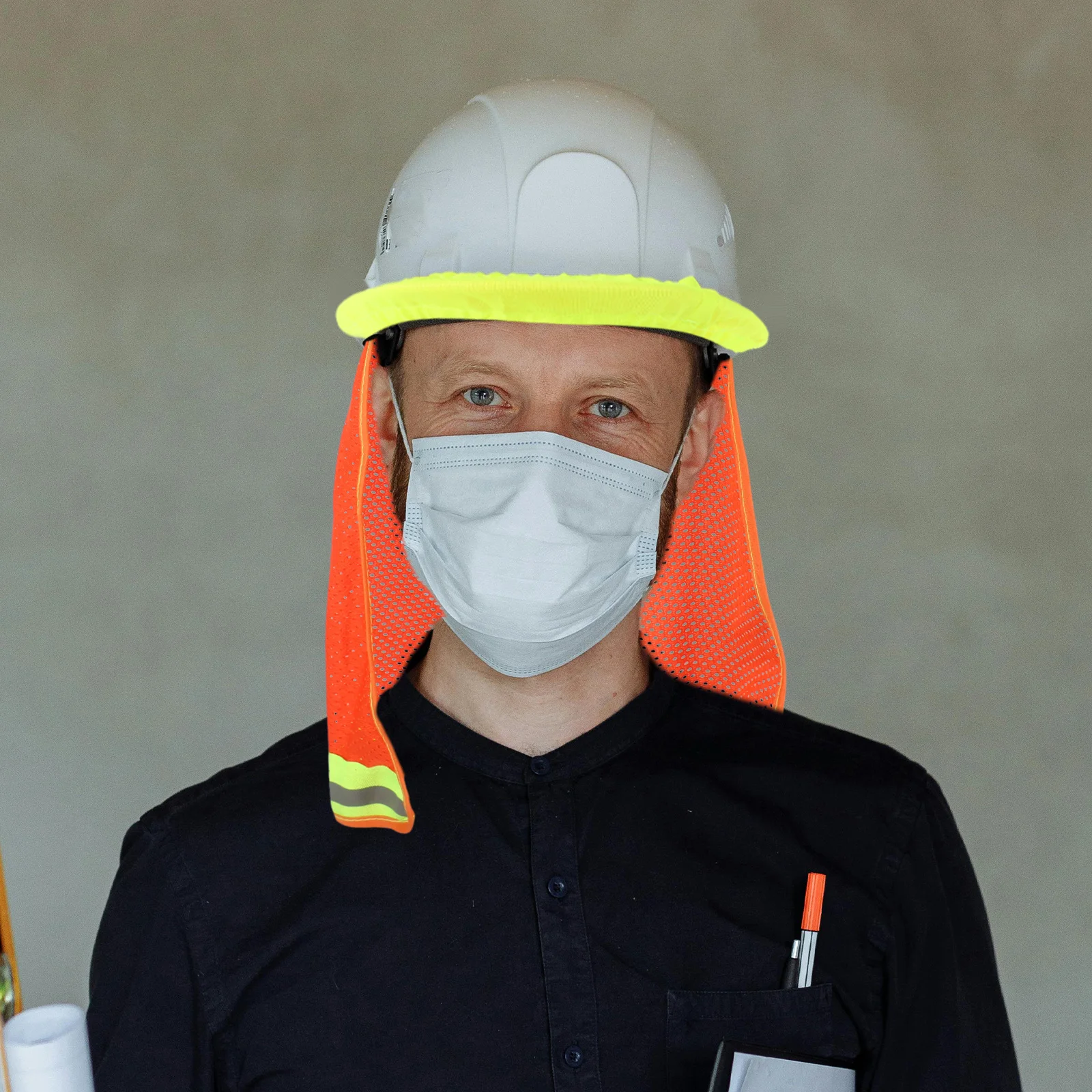 2Pcs Hardhat Sun Shield Cover Reflective Strip Breathable Mesh Protector for Construction Sites Wide Brim Neck Coverage Safety